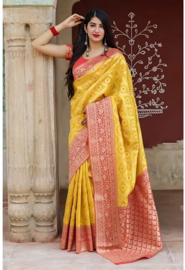 Yellow_Embellished_Banarasi_Jacquard_Saree_(Yellow)
